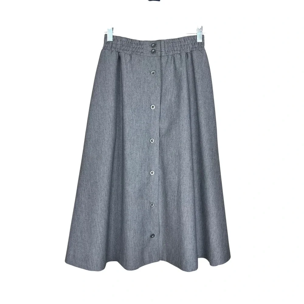 Vintage Y2K Haberdashery Midi Skirt‎ Gray Button Front Made in USA 6